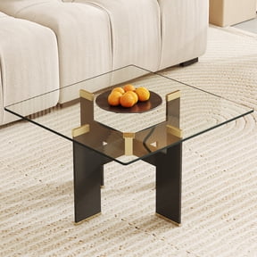 ExtraLco 24 inch Square Clear Tempered Glass Table Top, Heat Resistant Glass for Kitchen Table