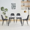thumbnail image 1 of ExtraLco 5-Piece Dining Table Set for 4, White Faux Marble Tempered Glass Table with 4 Dark Gray Upholstered Chairs for Kitchen Dining Room, 1 of 10
