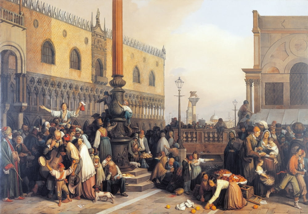 Extraction Of A Lottery In Saint Marc Square (Estrazione Del Lotto In Piazza San Marco) Canvas Art - (36 x 24)