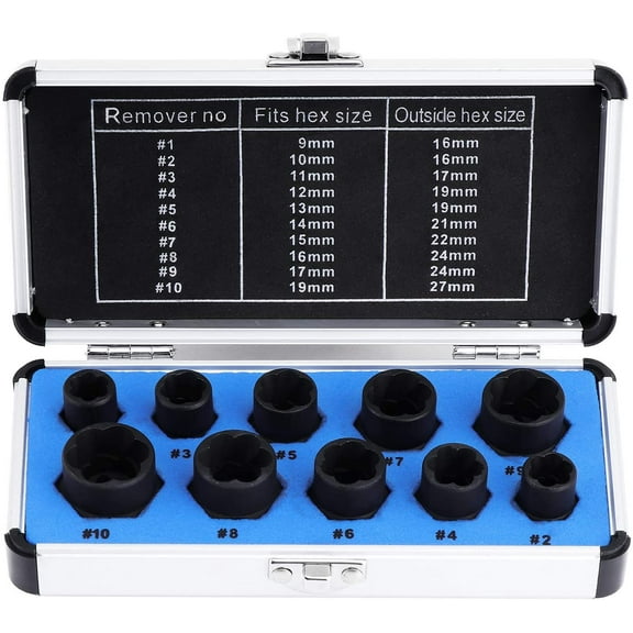 Extractor Socket Set for Damaged Bolts - Nut Extractor Socket Included