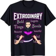 thumbnail image 1 of Extraordinary Black T-Shirt with Cartoon Woman Hair & Pink Bird Design, 1 of 5