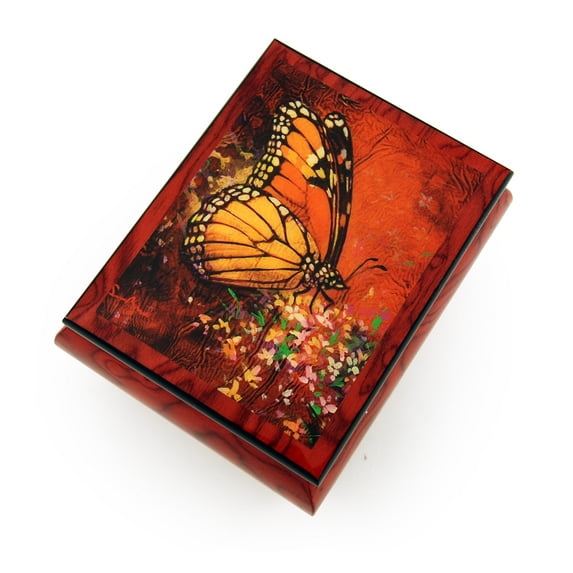 Extraordinary Orange-red Ercolano Music Jewelry Box - "Bless the Day" by Simon Bull - I Hope You Dance