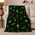 thumbnail image 1 of Extraterrestrial Alien Heads Ufos Ornate, Mystical Celestial Scene, Warm Flannel Blanket for Living Room and Bedroom, Celestial Art Lovers Housewarming Gift, Celestial Home Decor, 1 of 9
