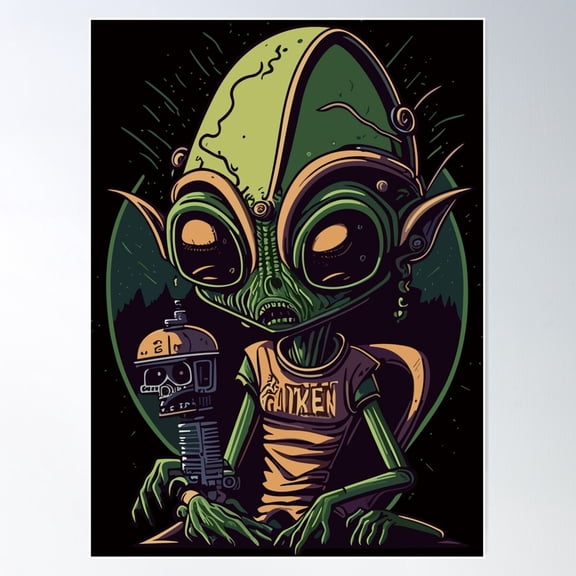 Extraterrestrial Encounter: Alien Poster Wall Art, Modern Wall Decor For Living Room Bedroom, 12x18 UNFRAMED