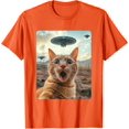 thumbnail image 1 of Extraterrestrial Encounter Cat Selfie With Ufo Unisex T-Shirt, 1 of 2