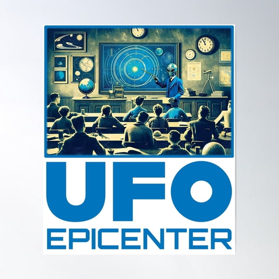 Extraterrestrial Teaching Astronomy By Ufo Epicenter Poster Wall Art, Modern Wall Decor For Living Room Bedroom, 8x12 UNFRAMED