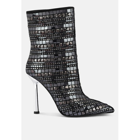 Extravagance Mirror Embellished Stiletto Boots