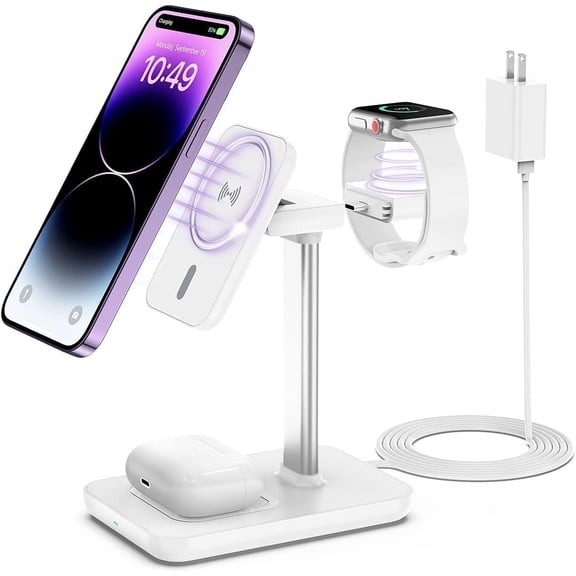ExtreLife 3 in 1 Magnetic Wireless Charging Stand, 20W Fast Wireless Charger Compatible for iPhone 17/16/15/14/13/12 Pro Max/Plus/Pro/Mini, iWatch, AirPods