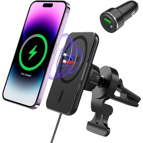 ExtreLife Magnetic Car Mount Charger Compatible for iPhone 17/16/15/14/13/12, 15W Fast Wireless Charging, 360°Adjustable Air Vent Phone Holder