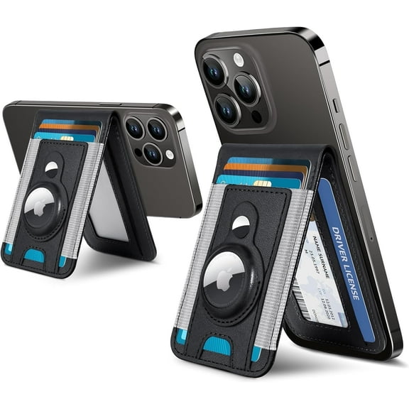 ExtreLife 3-in-1 Magsafe Phone Wallet Stand with Airtag Holder, Magnetic Card Holder Compatible for iPhone 16/15/14/13/12 Series