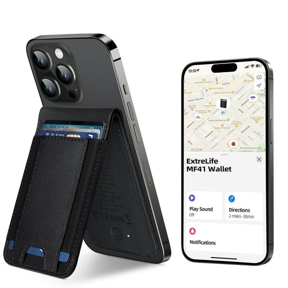 ExtreLife Magsafe Card Holder, Works with Find My App, Magnetic Phone Wallet Stand Compatible for iPhone 16/15/14/13/12 Series, Fits 8 Card, Leather
