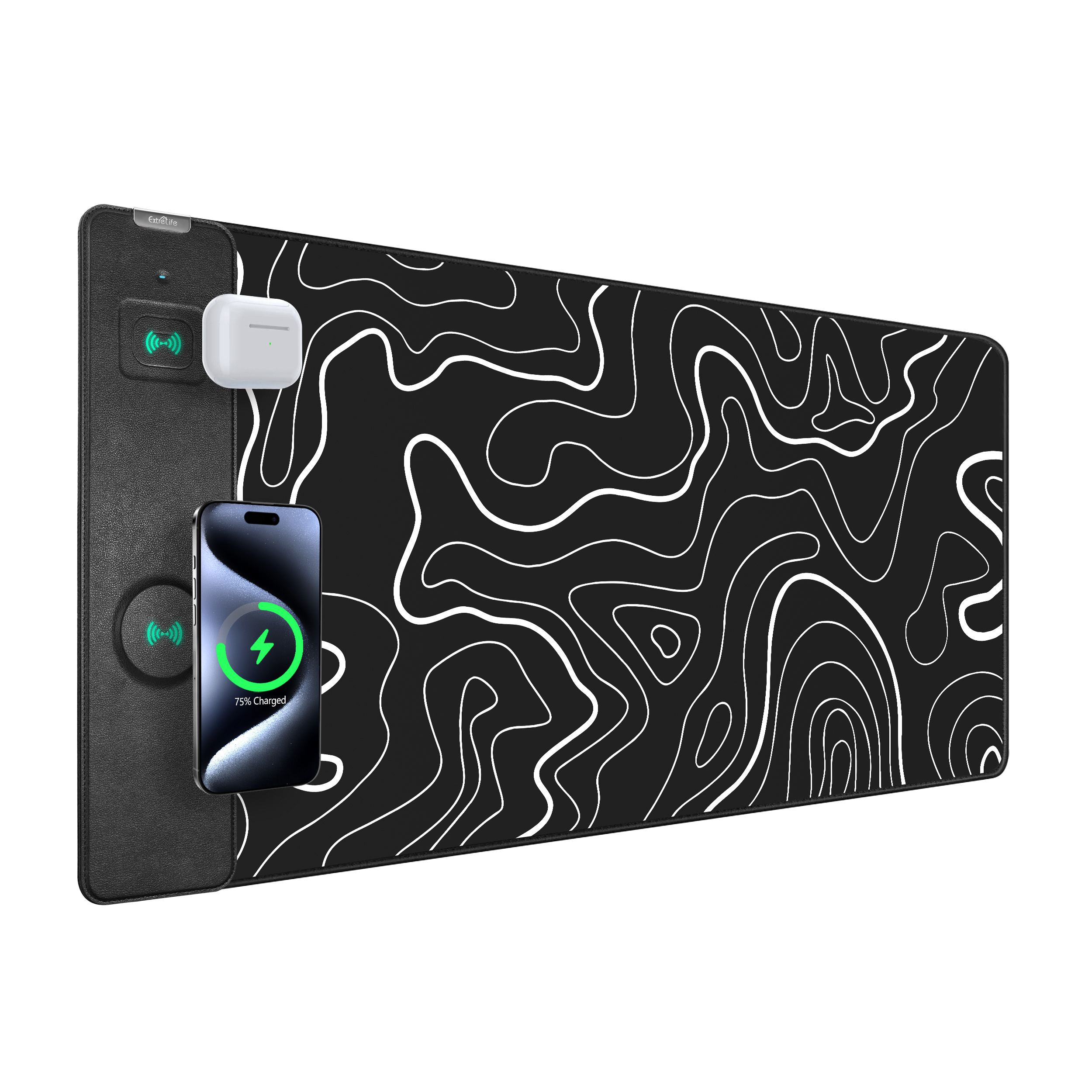 Extrelife RGB Gaming Mouse Pad with Magnetic Wireless Charger, Large Mouse Mat with 15W Fast Charging for Home, Office, School
