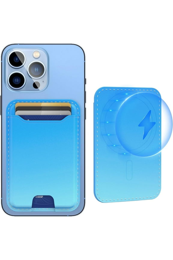 Magnetic Phone Wallet | MagSafe Compatible Card Holder with RFID Protection for Back of iPhone 16/15/14/13/12 Series, Blue