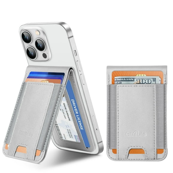 ExtreLife Stick on Phone Card Holder, Stronger 3M Adhesive Leather Phone Wallet with Adjustable Stand Compatible for Back of Phone Case, iPhone, Samsung