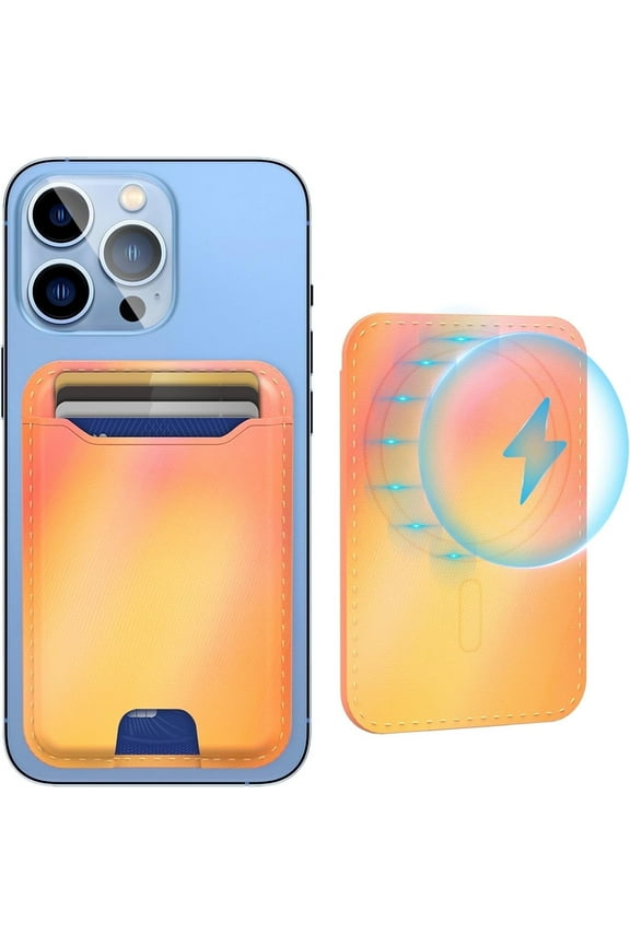 Magnetic Phone Wallet | Magnetic Compatible Card Holder with RFID Protection for Back of iPhone 17/16/15/14/13/12 Series, Orange