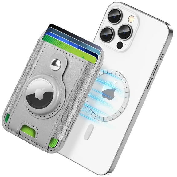ExtreLife Magsafe Wallet, Magnetic Phone Card Holder with Airtag Holder Compatible for iPhone 16/15/14/13/12 Series, Slim Leather, Fits 6 Cards