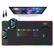 Extrelife RGB Gaming Mouse Pad with Wireless Charger, 11 Lights Modes, LED Mouse Mat 15W Fast Charging for Home, Office, School