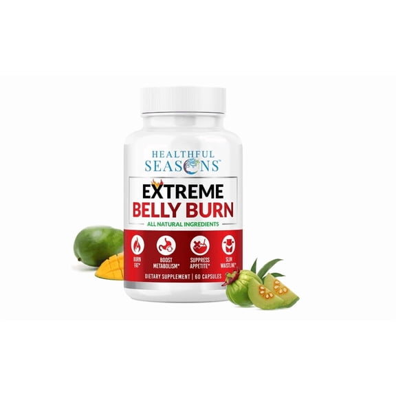 Healthful Seasons Extreme Belly Burn Supplement Garcinia Cambogia, African Mango, ACV & Green Tea Supports Fat Burn, Metabolism & Appetite Control 60 Capsules