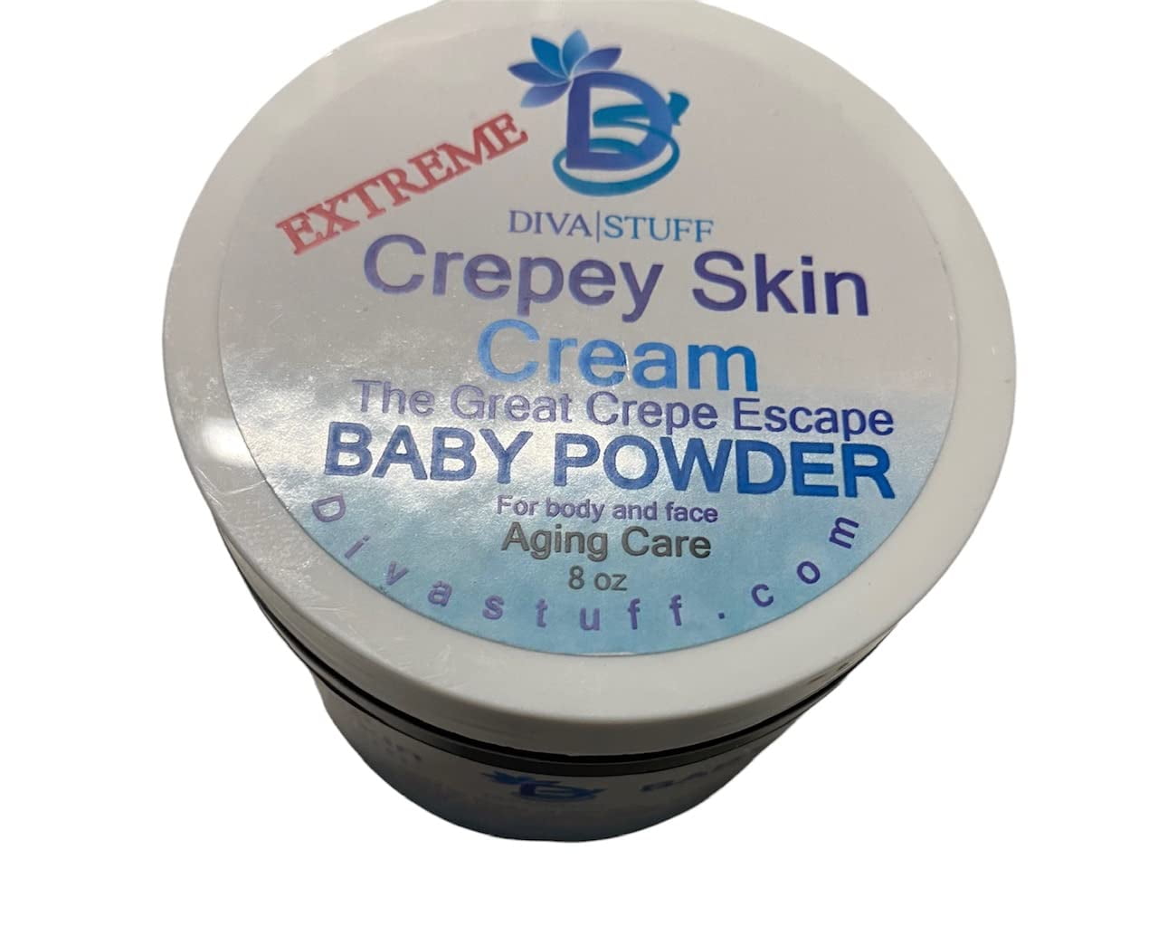 Extreme Crepey Skin Body & Face Cream with Hyaluronic Acid, Alpha Hydroxy and more for Dry & Damaged Skin, 8oz - New Baby Powder Scent