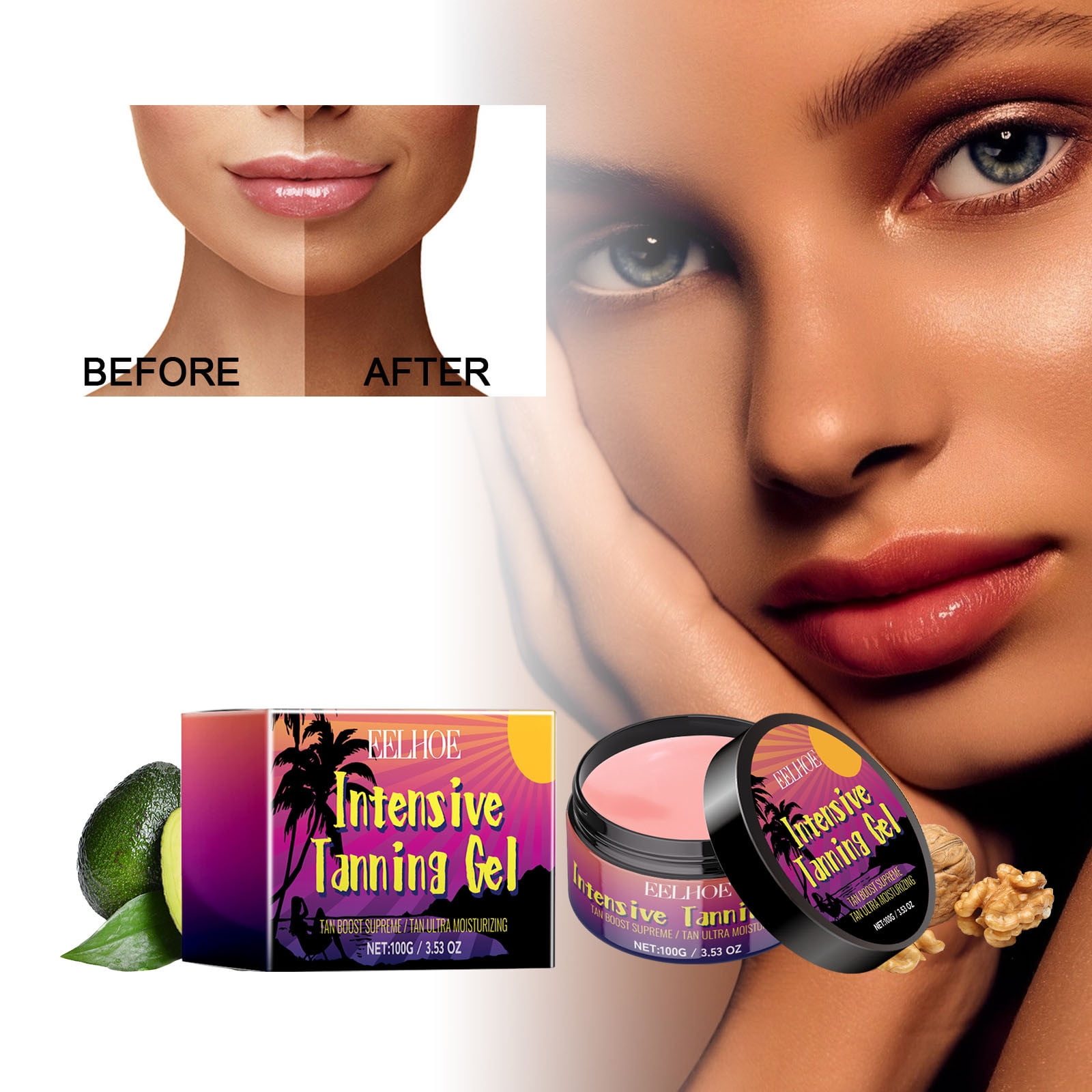 Extreme Dark Intensive Tanning Luxe Gel Peach, Tan Accelerator for