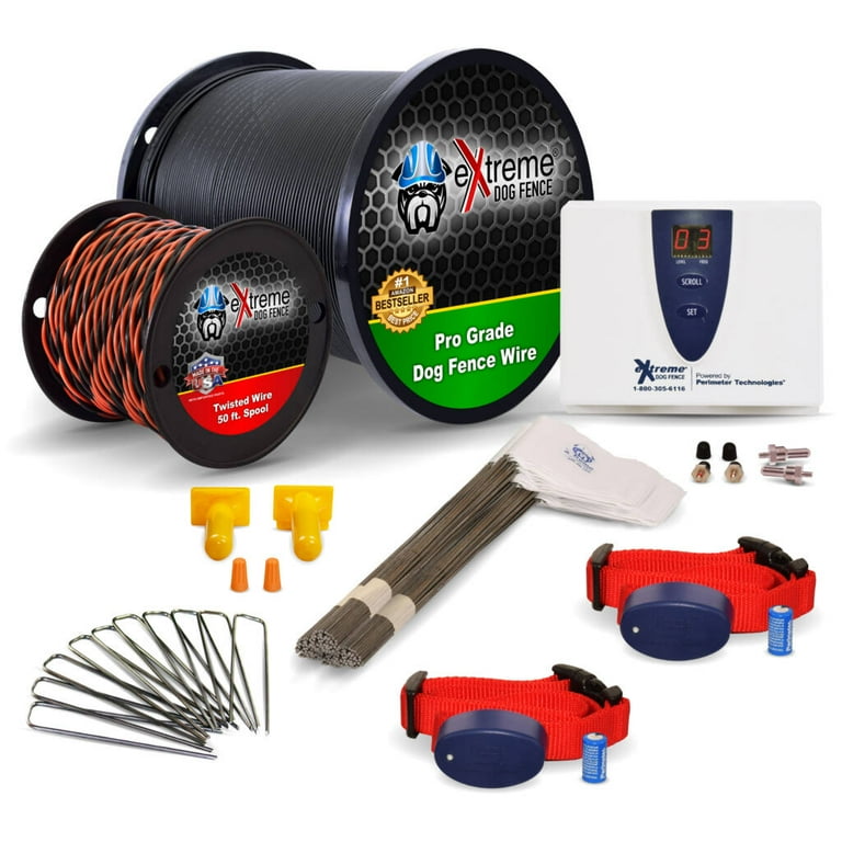 Extreme Dog Fence Electric Dog Fence System for 2 Dogs 500 FT of Extreme Dog Fence Wire 1 3 of an Acre Coverage