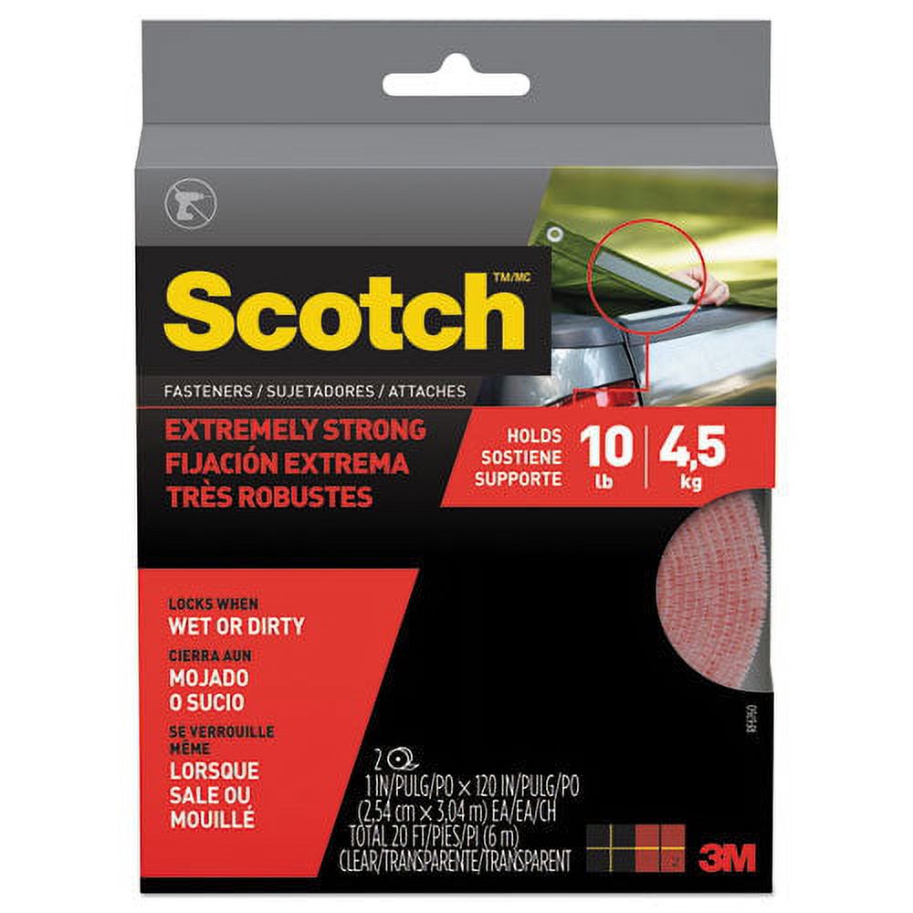 Extreme Fasteners, 1" X 10 Ft, Clear, 2/pack | Bundle of 2 Packs