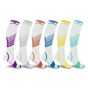 Extreme Fit Compression Soft Synthetic Fibers Knee High Socks, 6 Pair