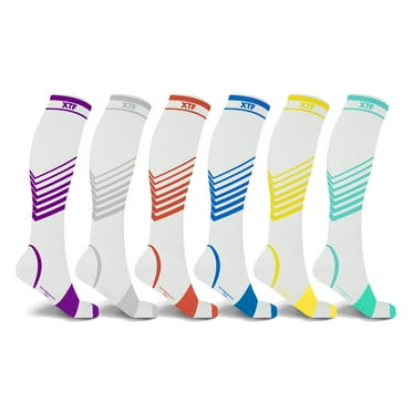 Extreme Fit Compression Soft Synthetic Fibers Knee High Socks, 6 Pair