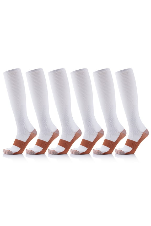 Copper-Infused High-Energy Unisex Compression Socks, 6 Pack