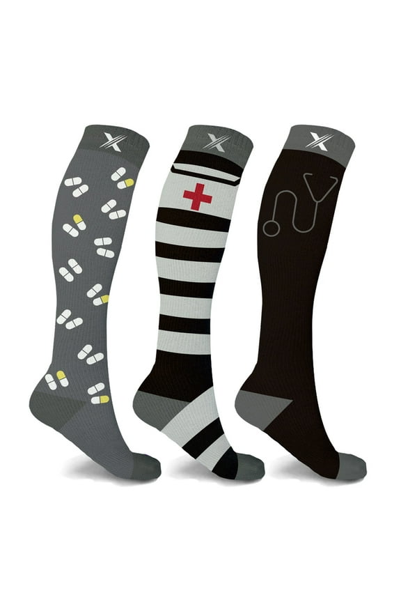 Knee High Compression Socks for Men and Women - Medical Design - 3 Pack