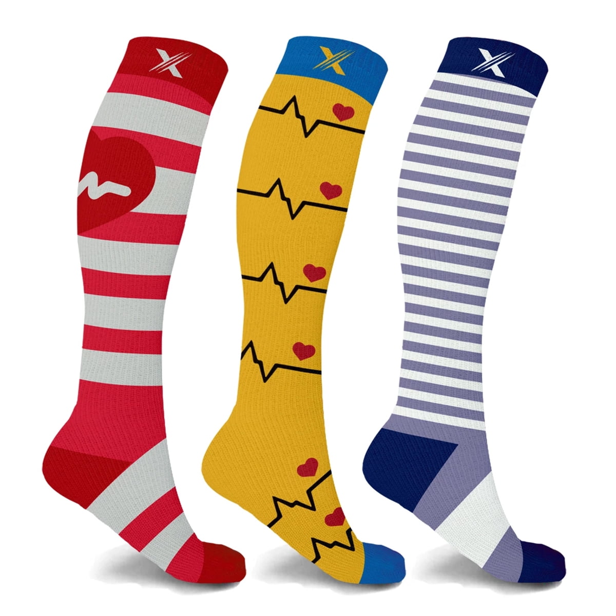 Extreme Fit Knee High Compression Socks for Men and Women - Medical Design - 3 Pack