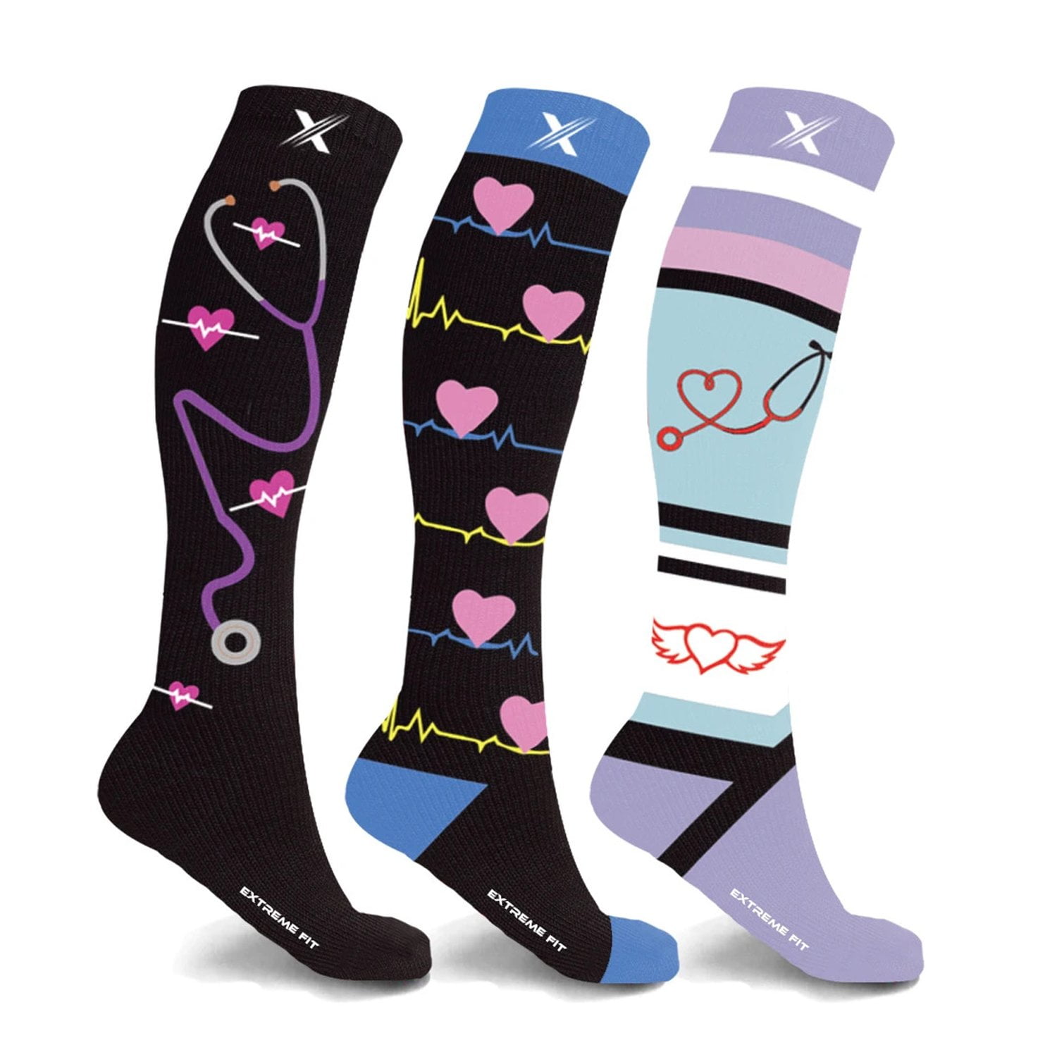 Extreme Fit Knee High Women's Compression Socks -Medical Designs, 3 ...