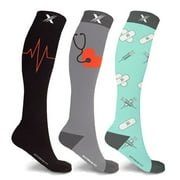 Extreme Fit Knee High Womens Compression Socks -Medical Designs, 3 Pack