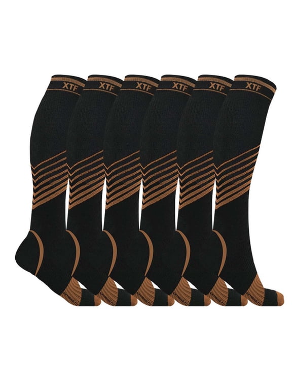L-XL Breathable Spider Running Polyester Athletic Compression Socks, Copper-2