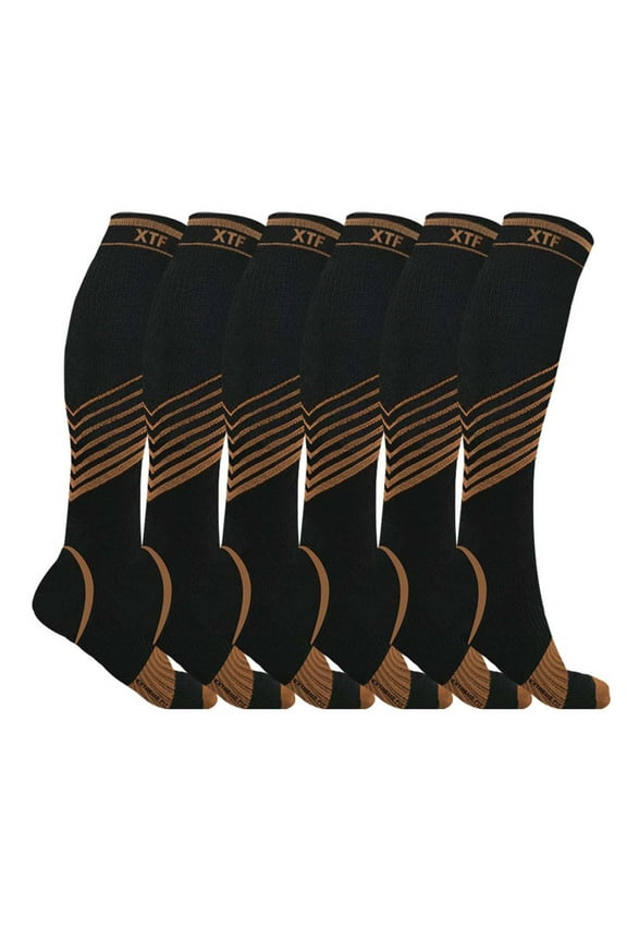L-XL Breathable Spider Running Polyester Athletic Compression Socks, Copper-2