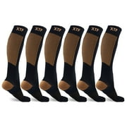 Extreme Fit Men's and Women's Breathable Running Ankle Compression Socks, Bronze (6 Piece)