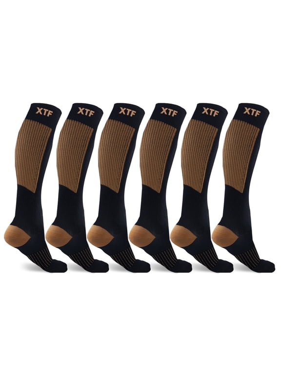 Men's and Women's Breathable Running Ankle Compression Socks, Bronze (6 Piece)