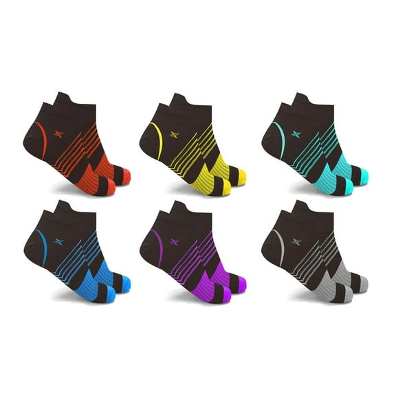 Extreme Fit Men's and Women's Breathable Running Ankle Compression Socks, Multicolor (6 Piece)