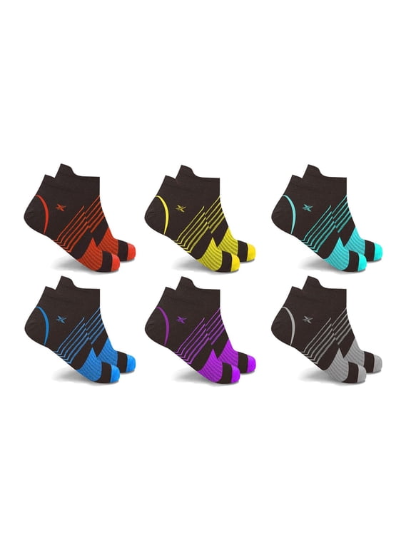 Men's and Women's Breathable Running Ankle Compression Socks, Multicolor (6 Piece)