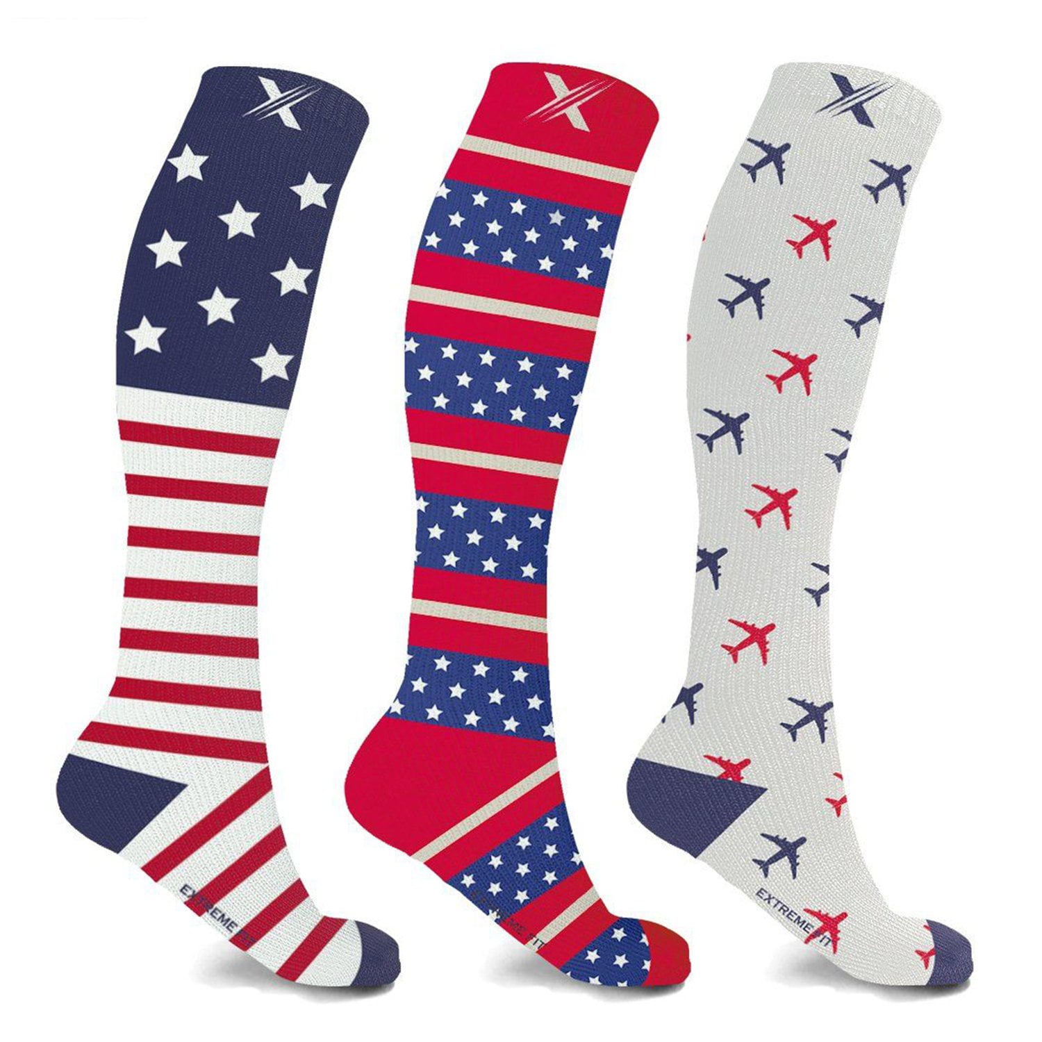 Extreme Fit Men's and Women's Breathable Running Compression Socks, Multicolor (3 Piece)