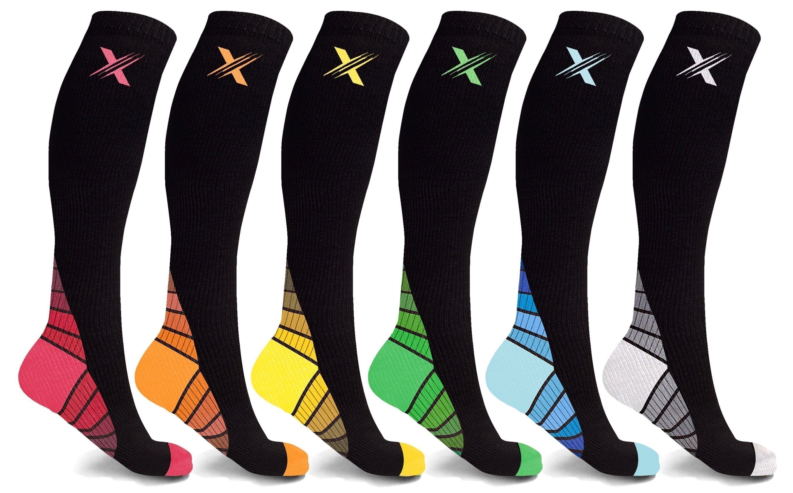 Extreme Fit Unisex Sports Breathable Knee-High Socks, Black (6 Pack)
