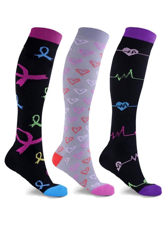 Women's Compression Socks, 3 Pack - Made for nurses, travel, pregnancy, foot aches, and running