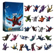 Extreme Freefall Advent Calendar 2026, 24Pcs Skydiver Acrylic Hanging Ornaments Countdown Blind Box, Adventure Lovers Collectibles, Holiday Surprise Gift