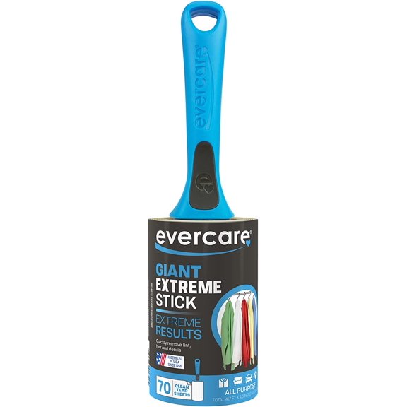 Extreme Giant Stick Lint Roller with Straight Handle Manual Lint Stick, 70 Sheets, Blue