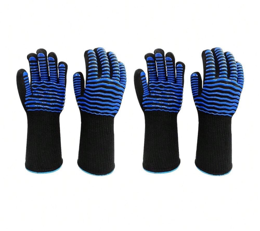 Extreme Heat Resistant BBQ Gloves – 2 Pairs Silicone Non-Slip Oven ...