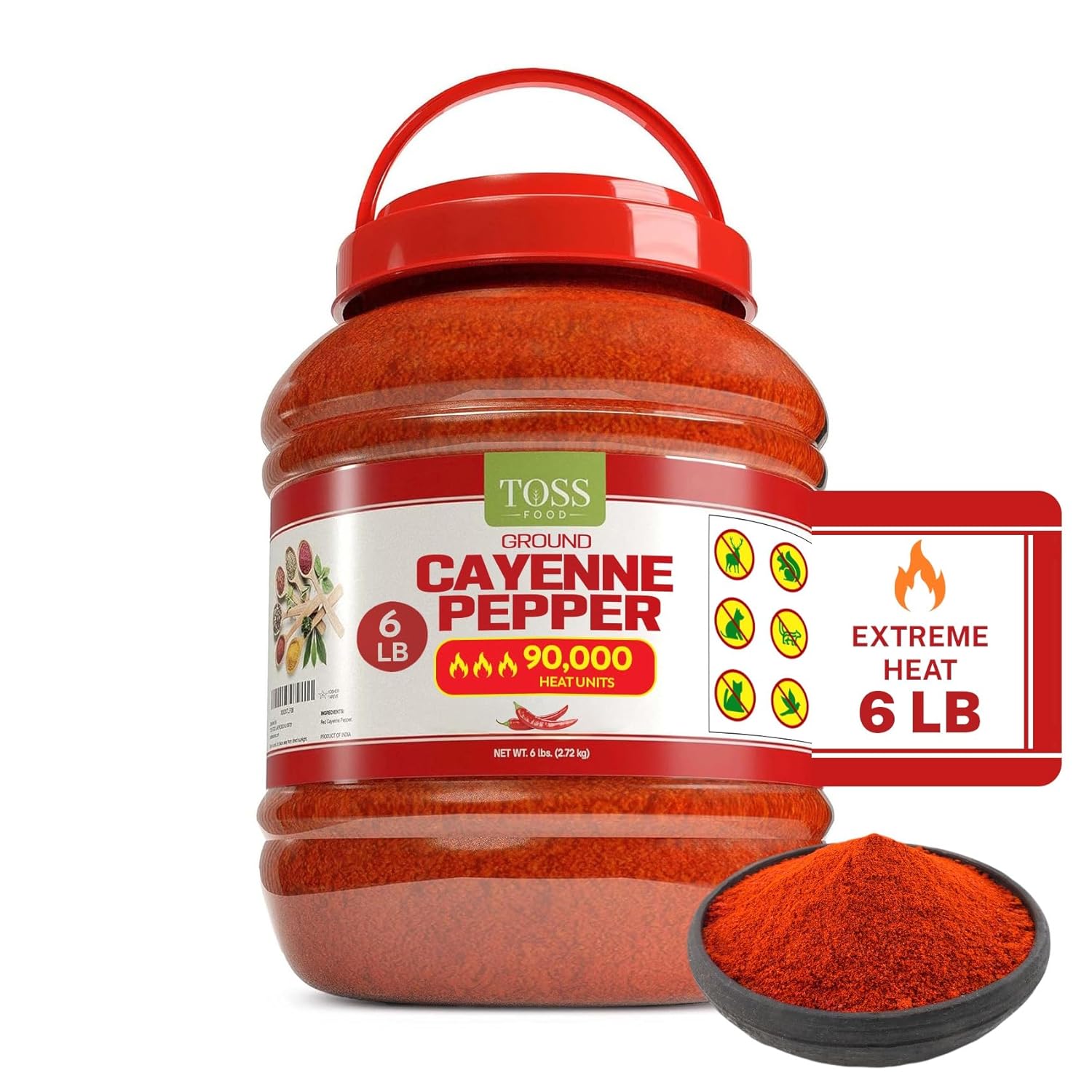 Extreme Hot Cayenne Pepper Powder Bulk 90,000 Heat Units 6 LB, Ground