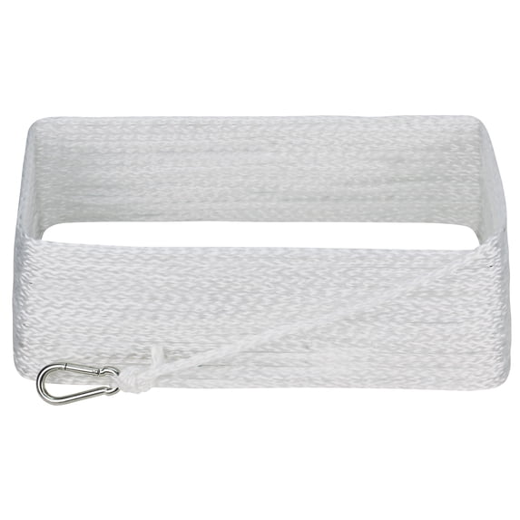 Extreme Max 1-4X50 WHITE HB W-SNAP 0.25 in. x 50 ft. Extreme Max BoatTector Hollow Braid MFP Anchor Line with Snap Hook