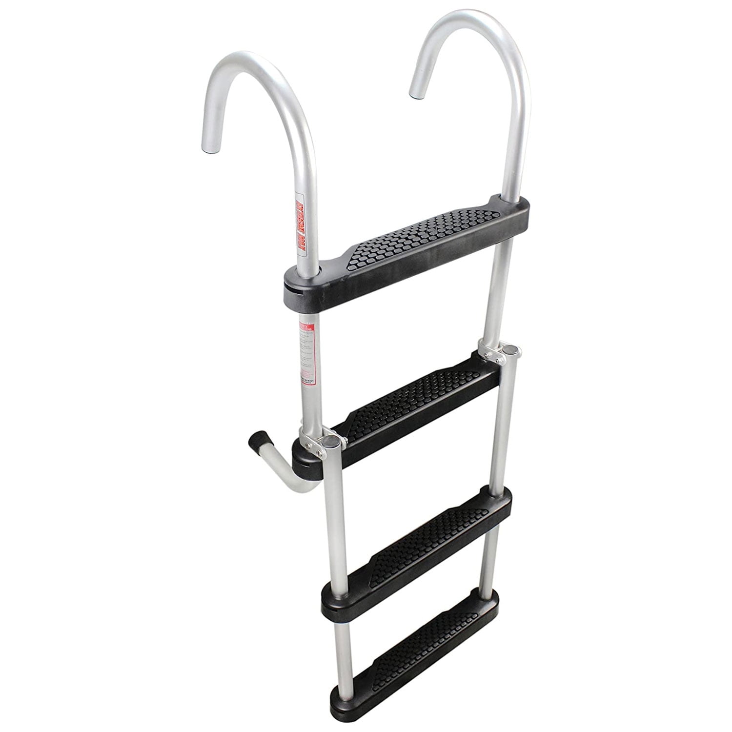 Compact Silver Aluminum Folding 4-Step Pontoon Ladder