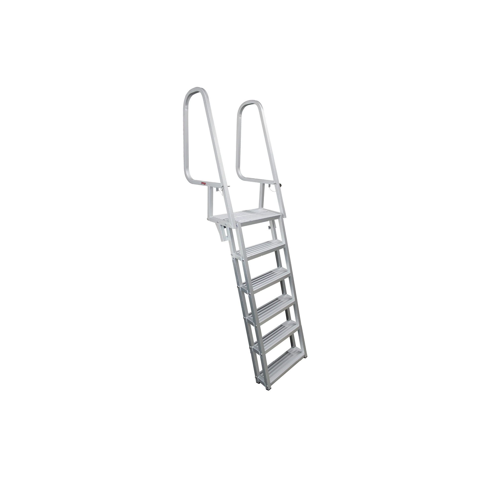 Extreme Max 3005.4122 Deluxe Aluminum Flip-Up Dock Ladder - 6-Step (18" x 5-3/8" Steps with 44" Railings) for Dock, Pools, Hot Tub
