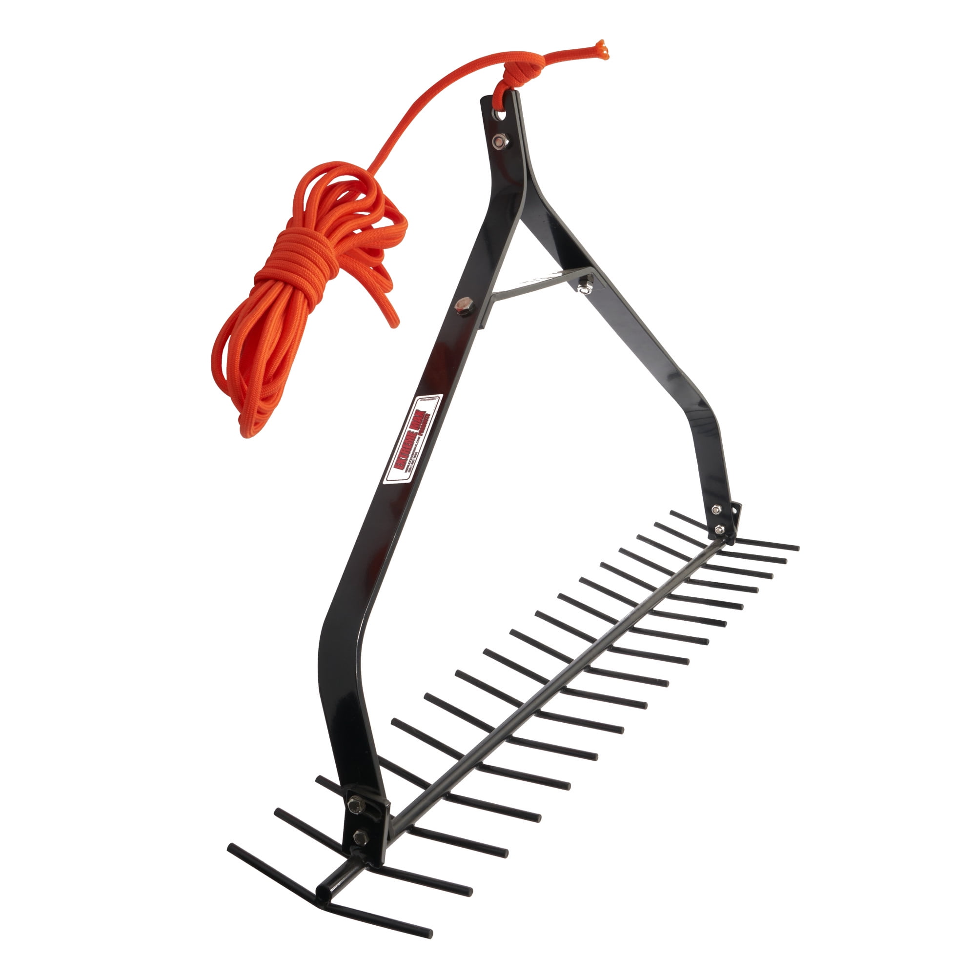 32" Black Alloy Steel Aquatic Weed Rake with Orange Rope